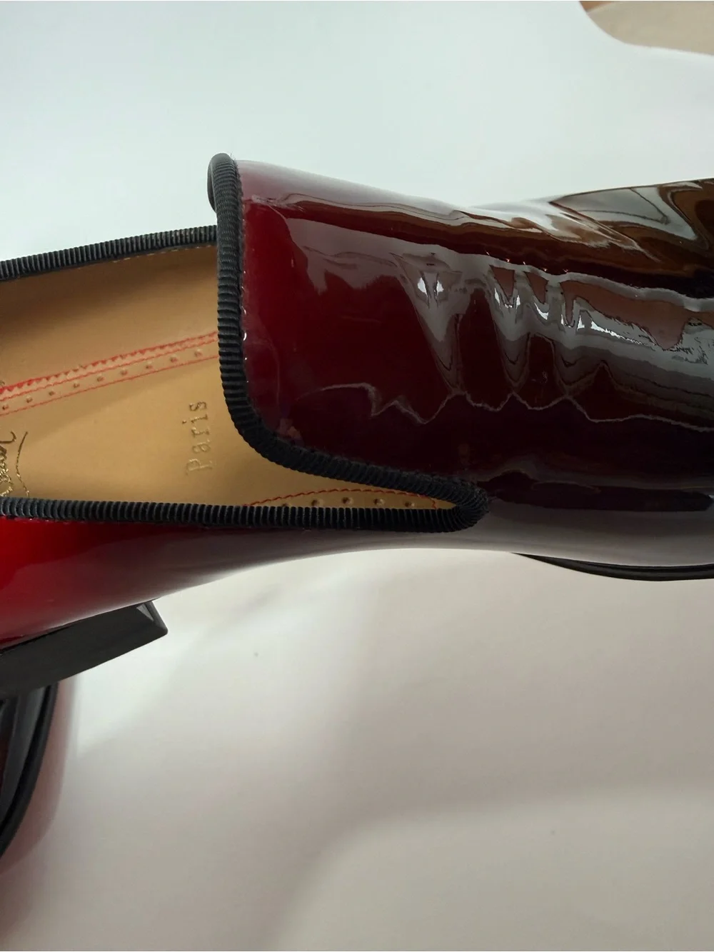 Christian Louboutin Men's Two-Tone ombré Patent Leather Loafers in Red and Black